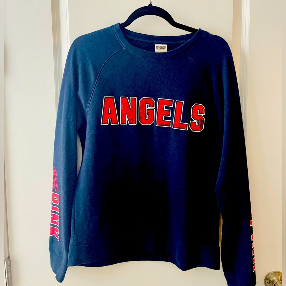 VS Pink 5th & Ocean Anaheim Angels Sequin Fleece Long Sleeve Top